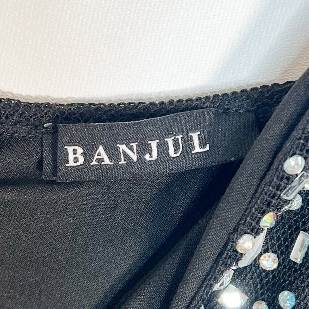 Banjul Beaded Rhinestone Black Bodycon Mini Formal Dress Womens L NWOT - Picture 13 of 16